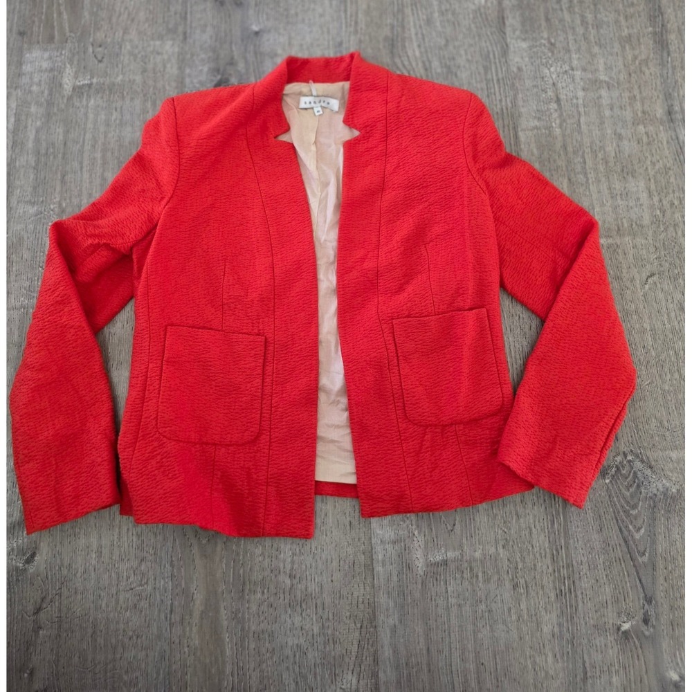 Sandro Paris Red Open Front Blazer Jacket Women Size 40 FR